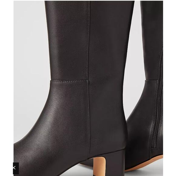 NWOB ann Taylor Block Heel Tall Black Leather Boots 6.5 - Picture 7 of 7